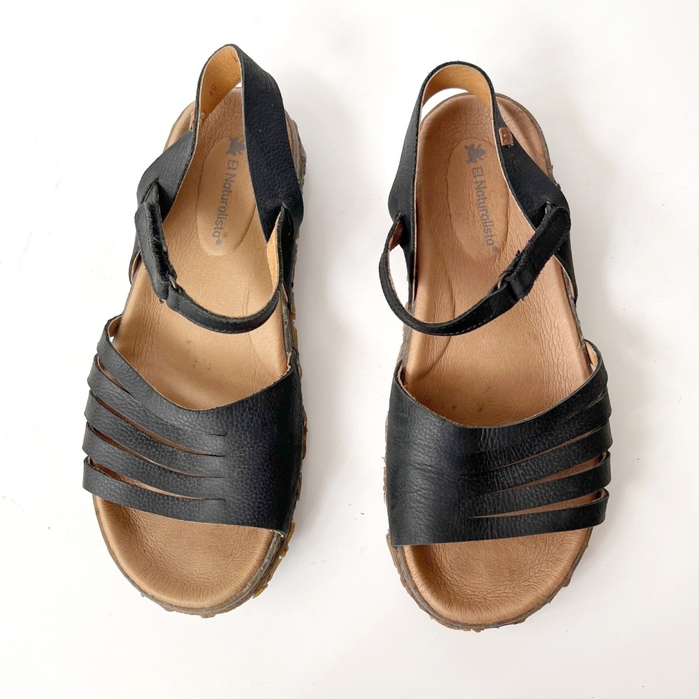El Naturalistaโ Black Leather Strappy Sandals Size 40 Flat Mary Janes Gorpcore